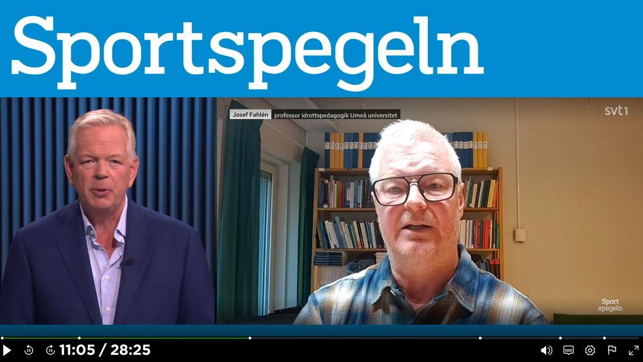 Josef Fahl&eacute;ns medverkan i Sportspegeln 30 aug 2026