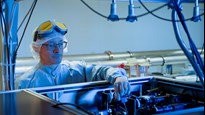 Laszlo Veisz aligning the Light Wave Synthesizer 100 (LWS100) laser at the Relativistic Attosecond Physics Laboratory (REAL), Department of Physics