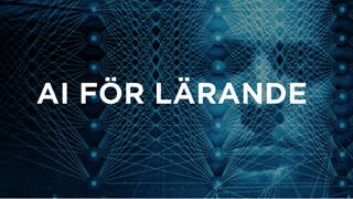 texten ai för lärande över ett skuggat blått blundande ansikte