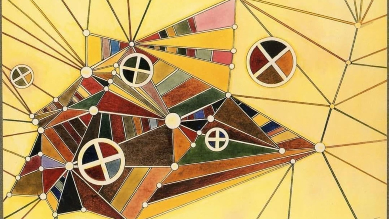 Abstrakt konstverk av Kandisnsky "in a network-sideways"
