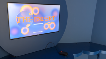 skärm med text 'the expert'