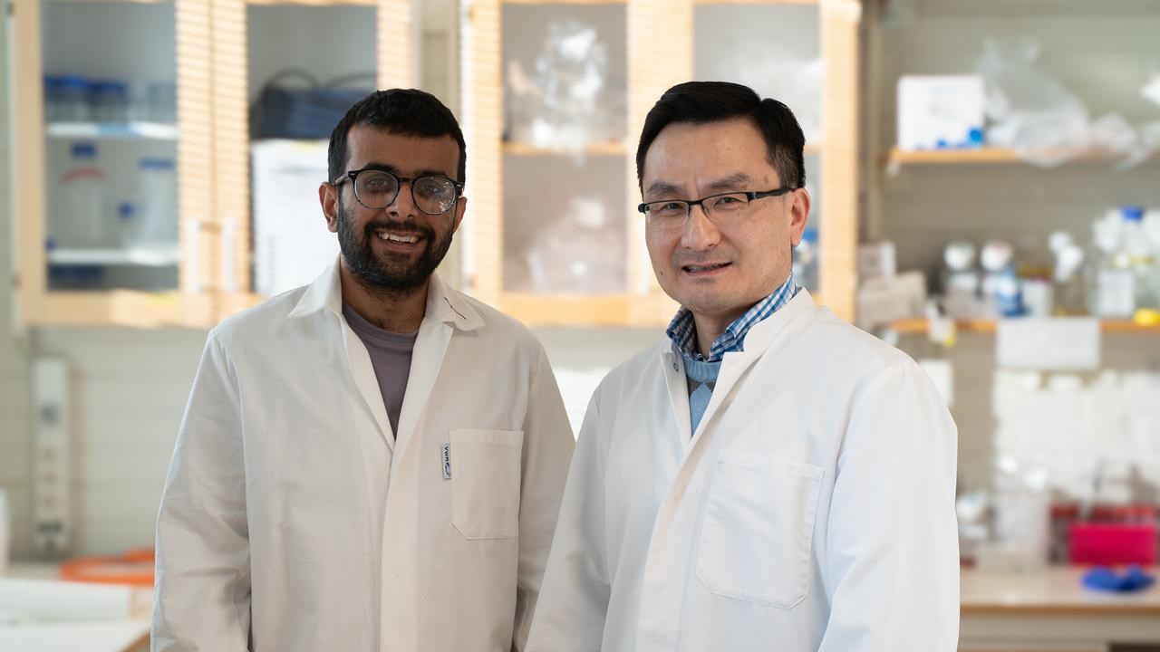 Harshit and Yaowen in lab