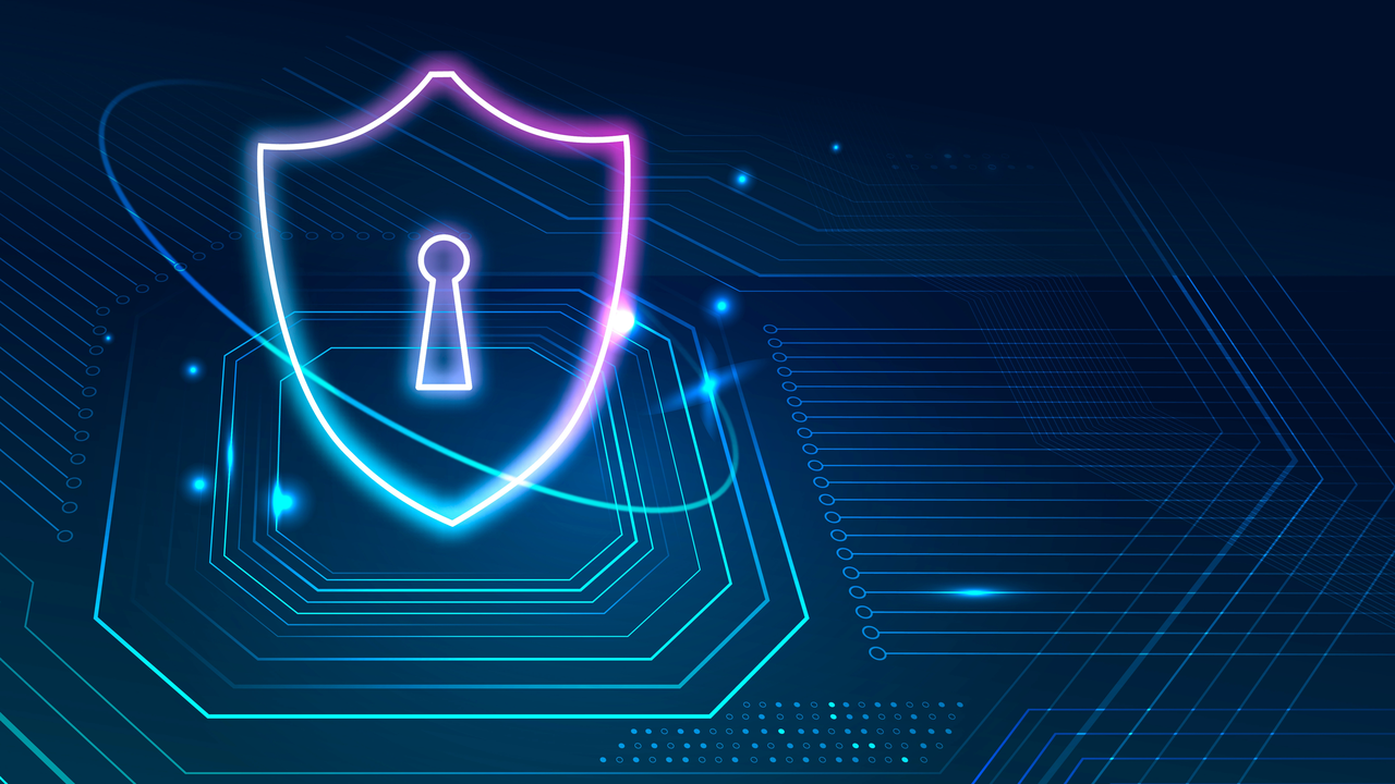 Data security technology background vector in blue tone