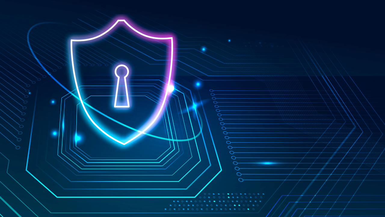 Data security technology background vector in blue tone