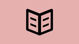 Ikon på uppslagen bok för att illustrera publikationer.