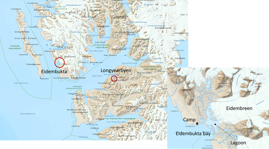 Map over Eidembukta Bay and Longyearbyen