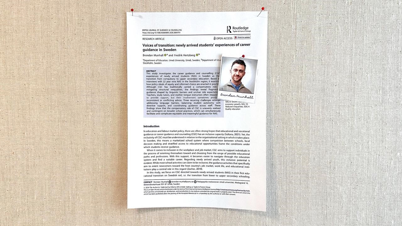 Vetenskaplig artikel p&aring; anslagstavla