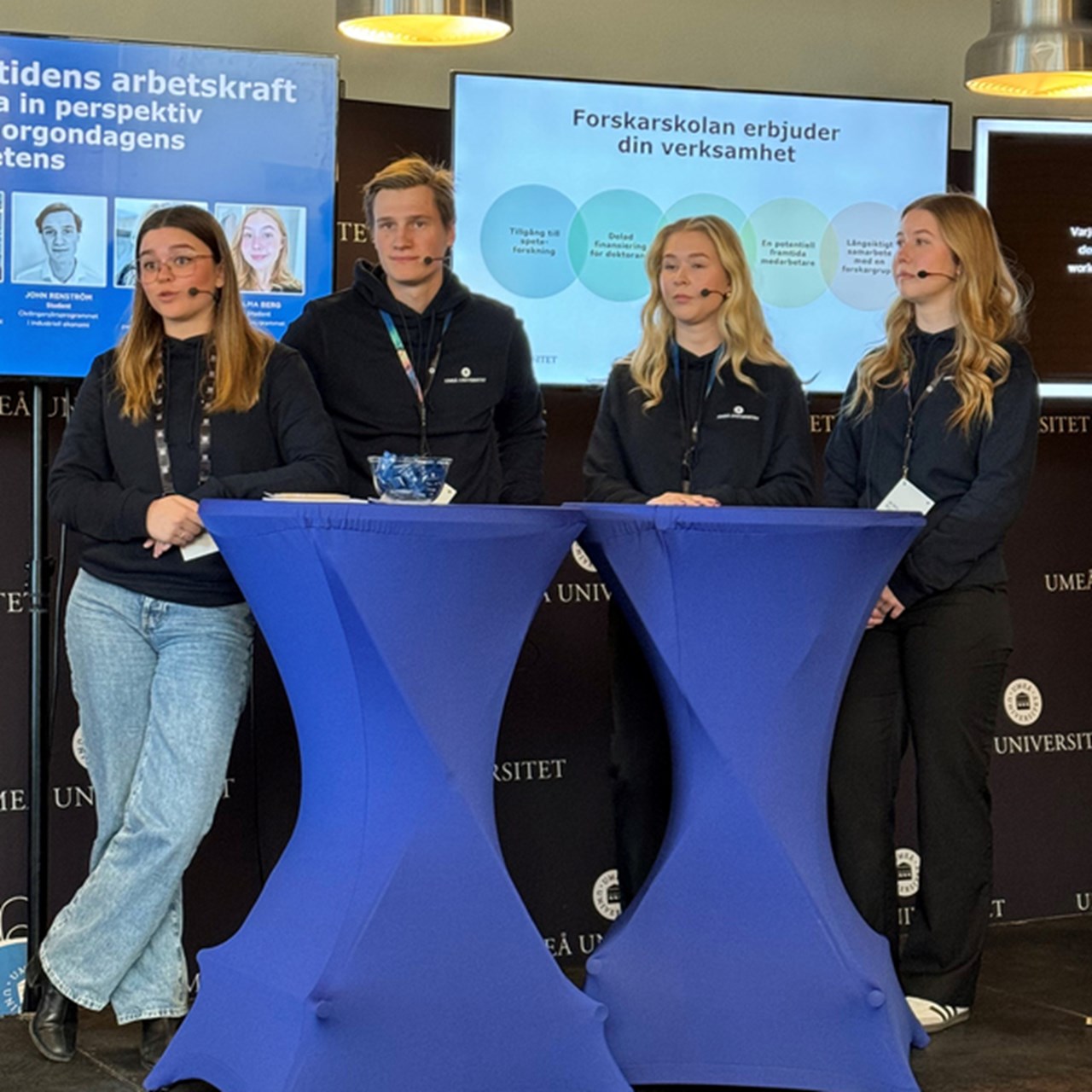 Montersession med studenterna LIsa Sånemyr, John Renström, Alma Herou och Alma Berg.