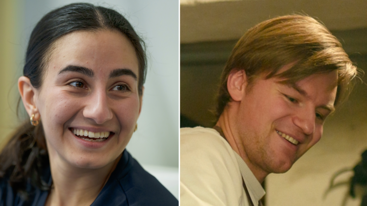 Romina Olyaee och Simon Karlsson fr&aring;n Hall&aring; campus s&auml;song 4.