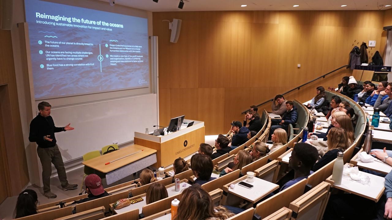 En man som h&aring;ller en f&ouml;rel&auml;sning f&ouml;r en grupp m&auml;nniskor.