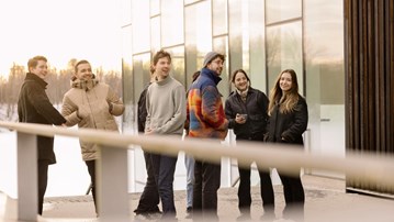 Design students outside Umeå Institute of Design.
