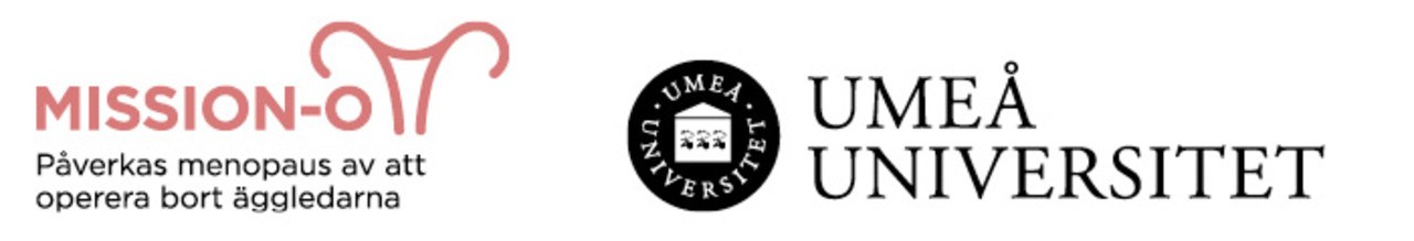 Logotyper f&ouml;r Ume&aring; universitet och Mission-O-studien.