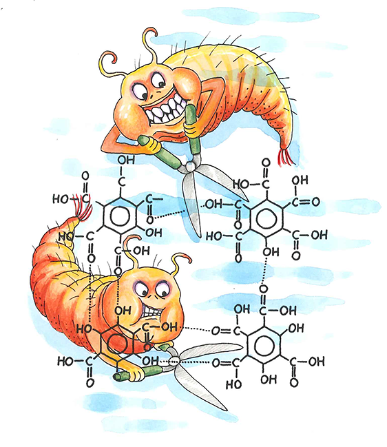 Illustrated molecules an bacteria.