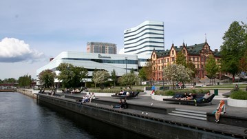 Väven, Stora hotellet och Rådhusparken i Umeå centrum.