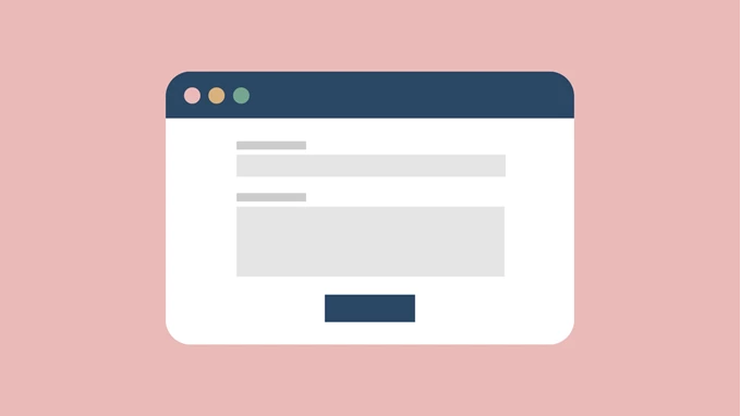 Icon of a form against a pink background.