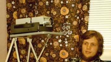 Seminarium 1977 i Södra Paviljongen, studenten Kent Lögdahl och amanuens Leif Johansson (Stening).