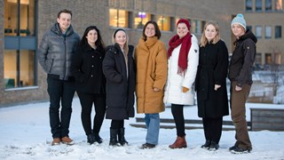 Doktorander vid Arktiska forskarskolan med fokus på hållbar utveckling. Från vänster: Igor Sereda, Camila Urrea, Madelen Johansson, Hilde Weiser, Rebecca Tapper, Mikaela Wikström och Freja Fagerholm.