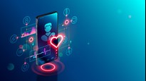 Illustrerar teknik kopplat till smartphone med hänvisning till sjukvårdstjänster.