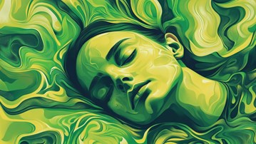 Sovande kvinna - Grön illustration