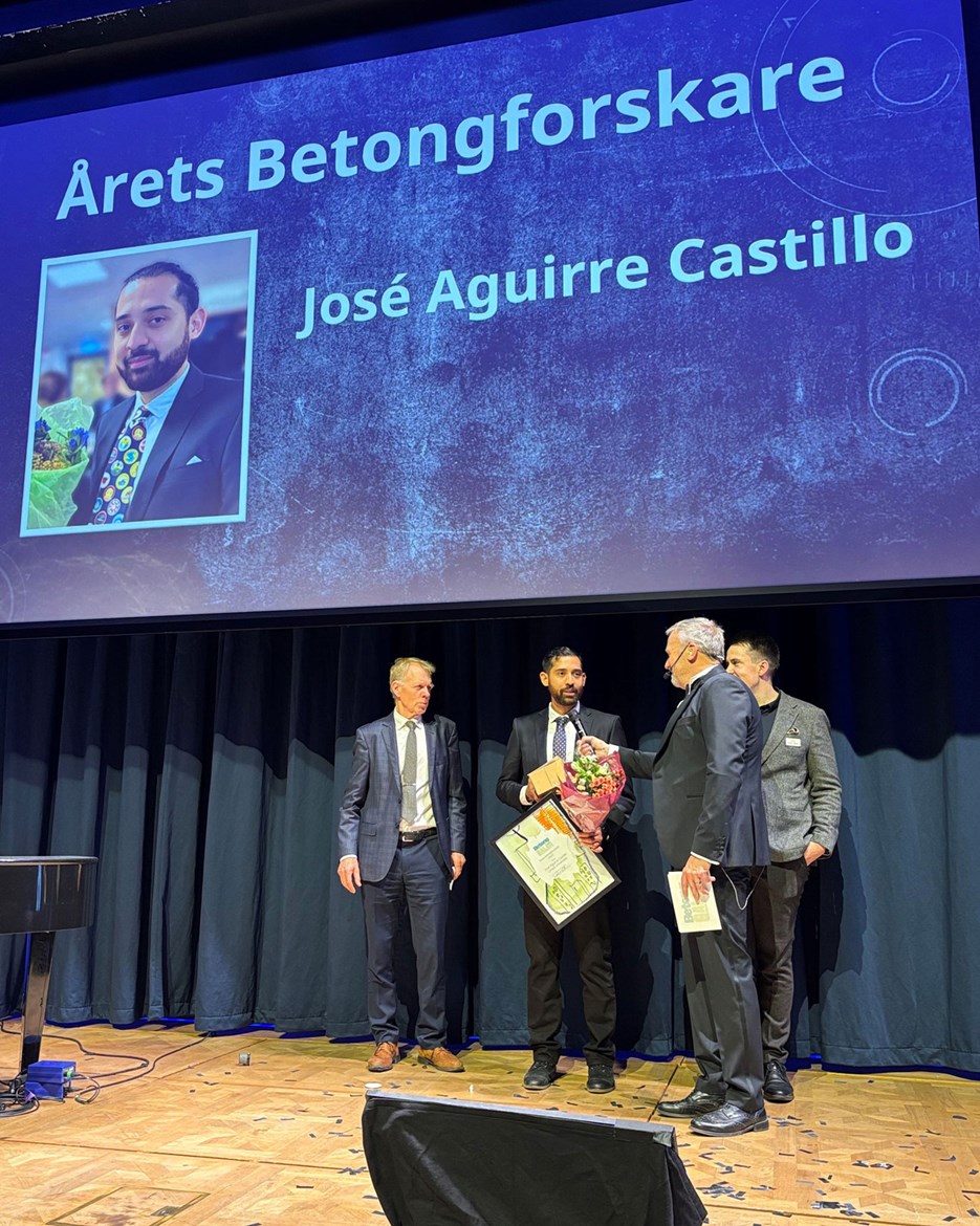 En grupp män står på en scen under Betonggalan 2025.