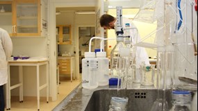 Man at work in the Environmental Archaeology laboratory 