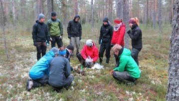 Bild på studenter ute i skogen
