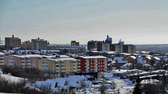 The northern city of Kiruna, Sweden, during winter.