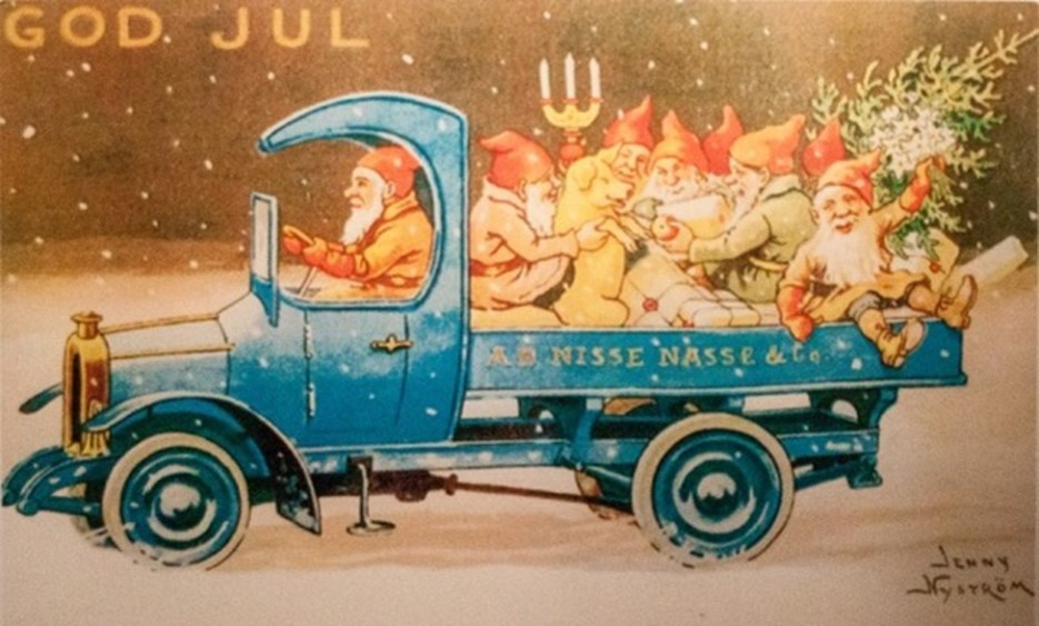 : Jenny Nyström, Julkort med tomtar på lastbil 