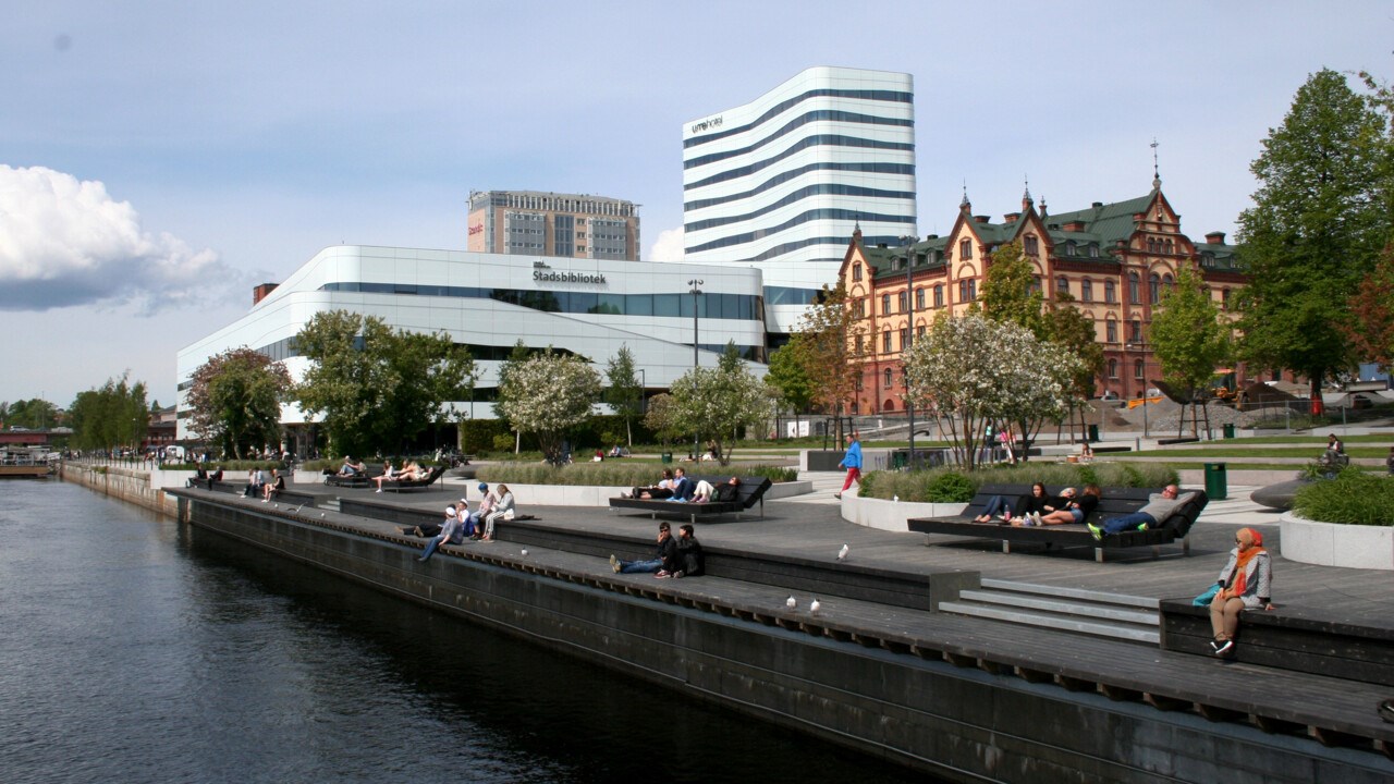 Väven, Stora hotellet och Rådhusparken i Umeå centrum.