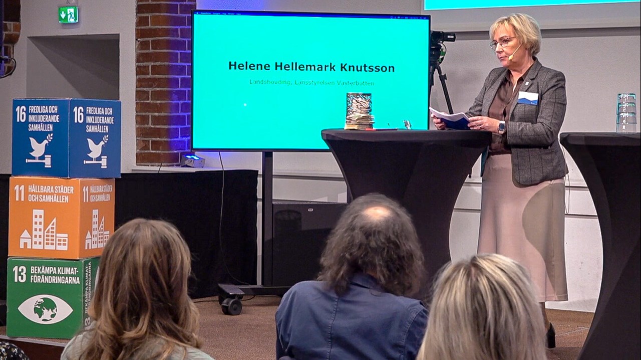 Bild på Helene Hellemark Knutsson på Agenda2030-konferens