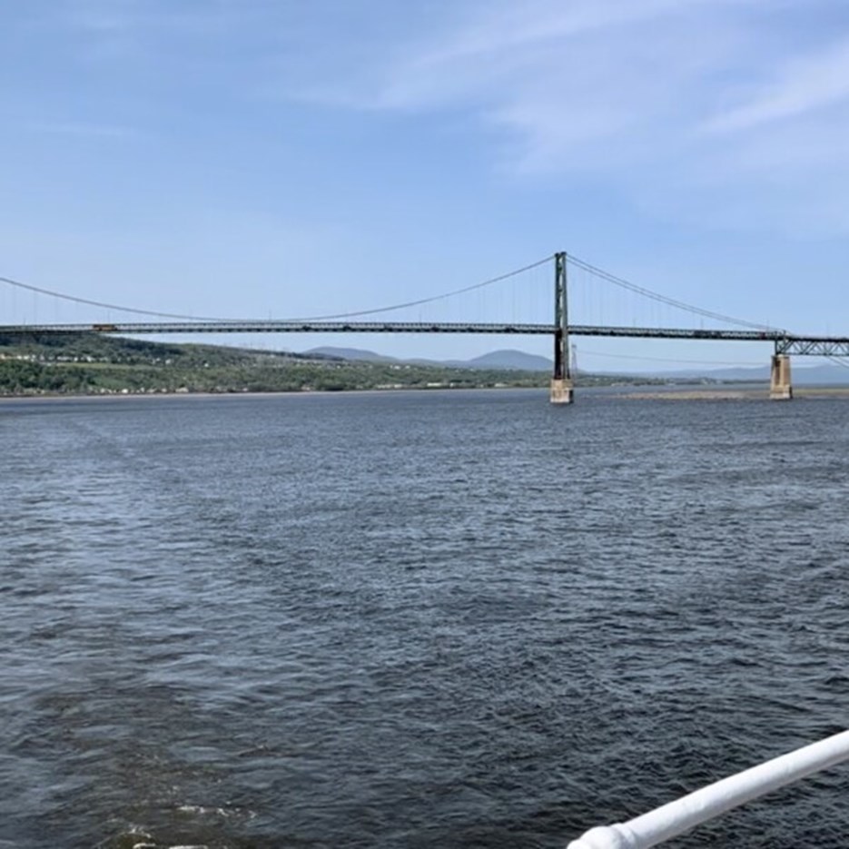 View over the river water of Quebec, from a boat