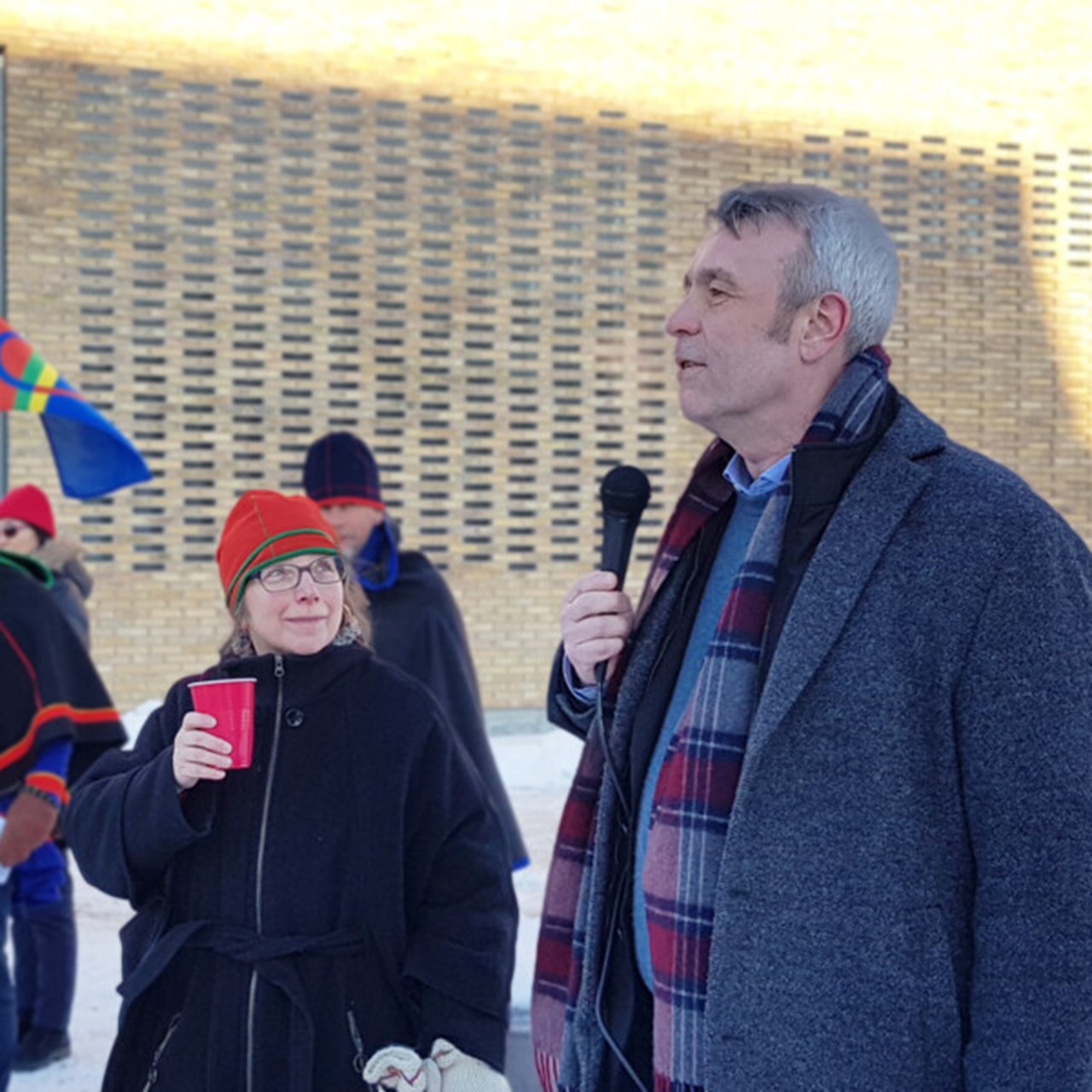 Peter Sköld and Lena Maria Nilsson at the celebration of the Sami National Day at Umeå University last year