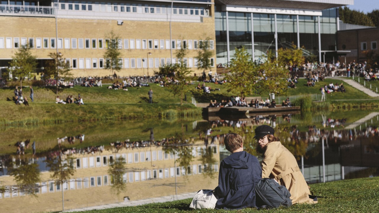 Bild på studenter på campus