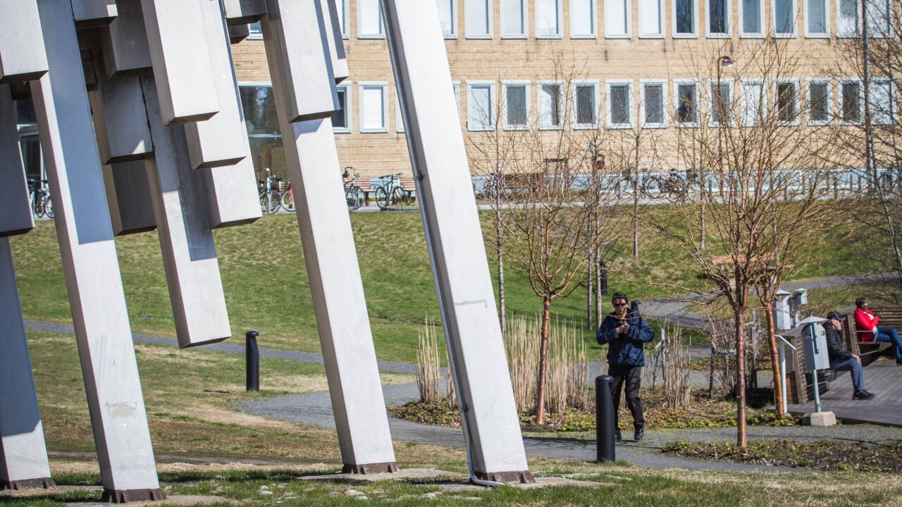 Bild på campus om våren