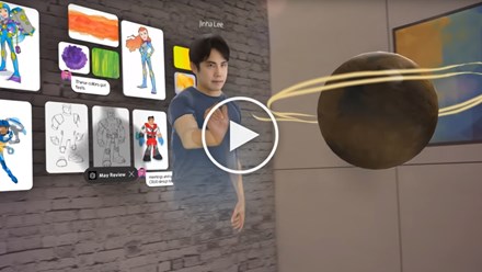 The co-founders of Spatial demonstrate how you can use a HoloLens 2.
