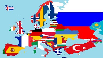Europa karta med flaggor 