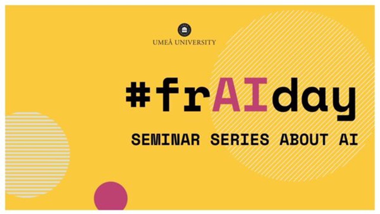 #frAIdays logotyp, en gul bakgrund med texten #frAIday, seminarieserie om AI