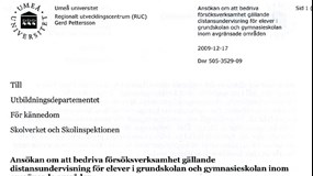 Ansökan om att bedriva försöksverksamhet