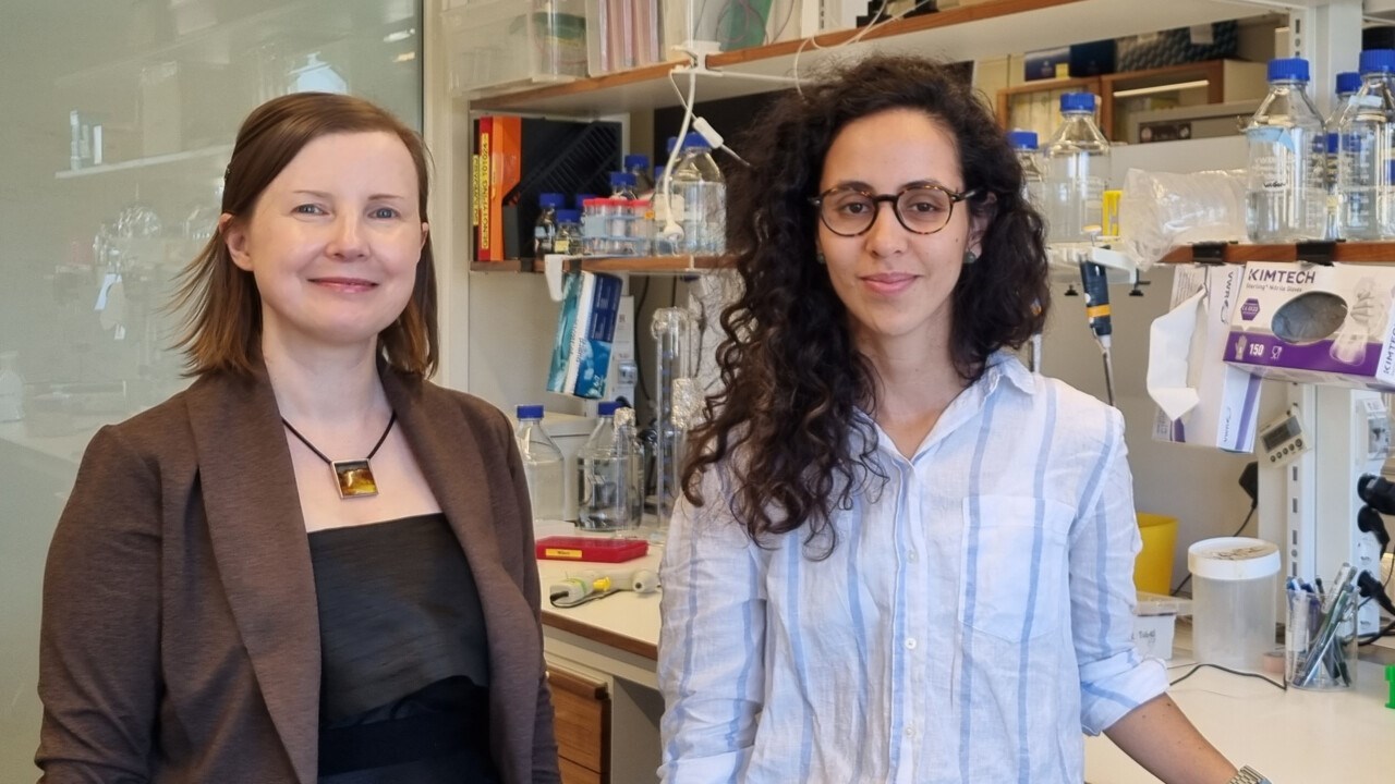 Sara Wilson och Luz Maria González-Castrillón i labbmiljö