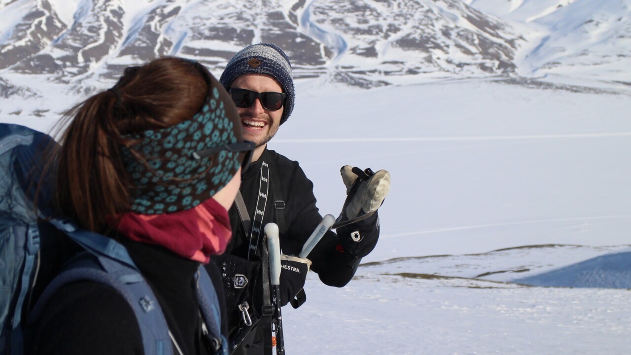Students skiing in Svalbard