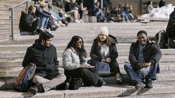 International students on campus. 