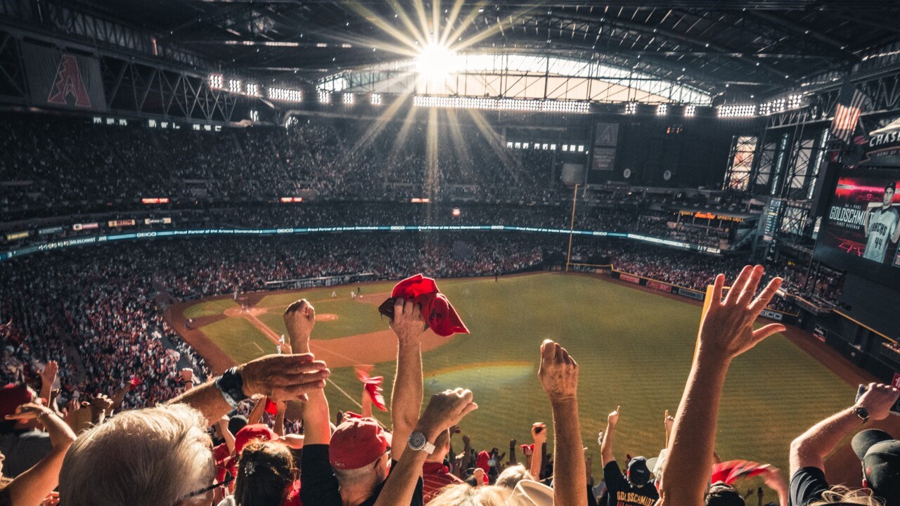 People watching baseball