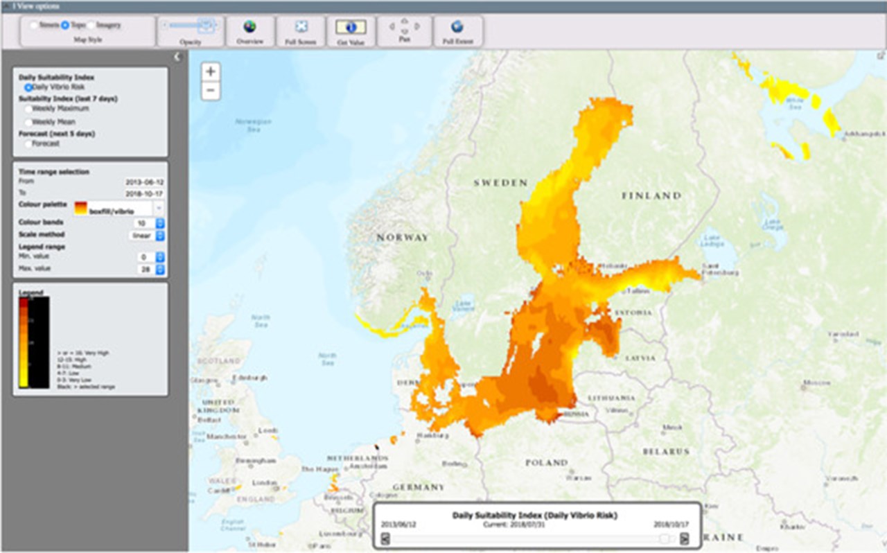 Grafik varningssystemet för Vibriosis