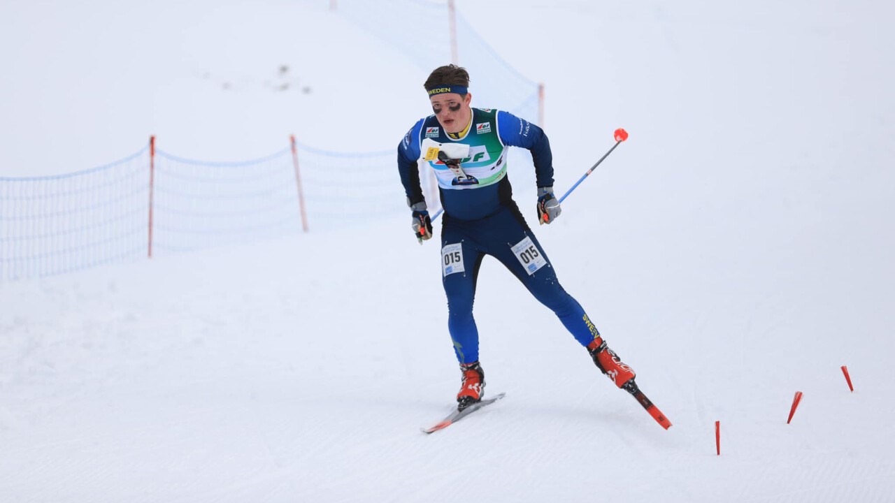 Jonatan Ståhl, elitidrottsstudent i skidorientering, under världscupstävlingar i Österrike januari 2023.