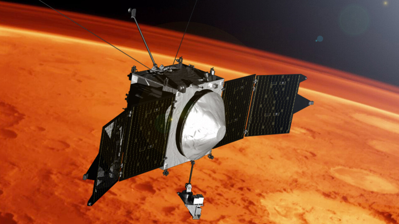 Illustration av rymdfardkost över Mars yta