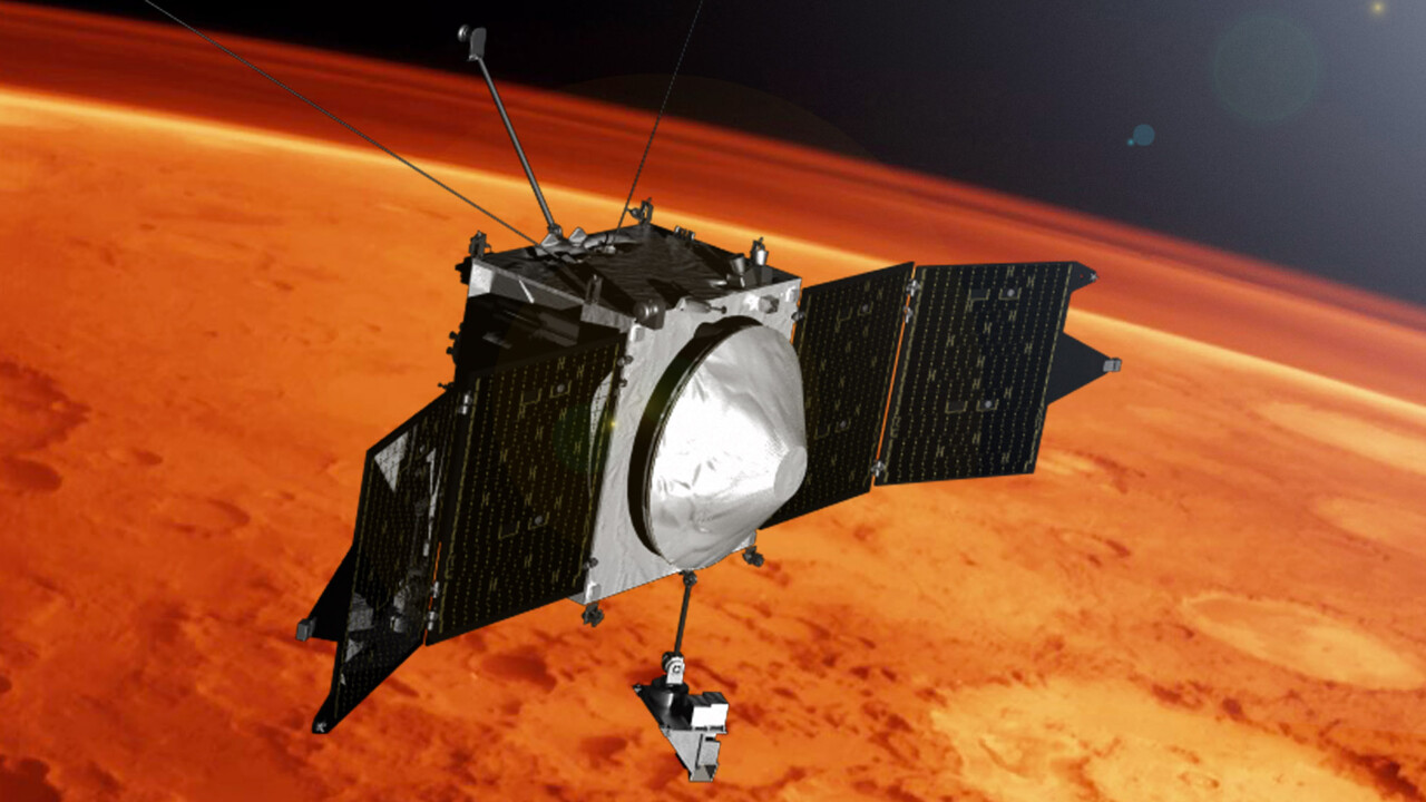 Illustration av rymdfardkost över Mars yta