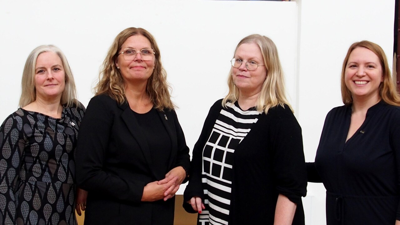 Gruppbild på Elena Lindholm,  Marlene Johansson Falck, Katarina Gregersdotter, Merja Torvinen