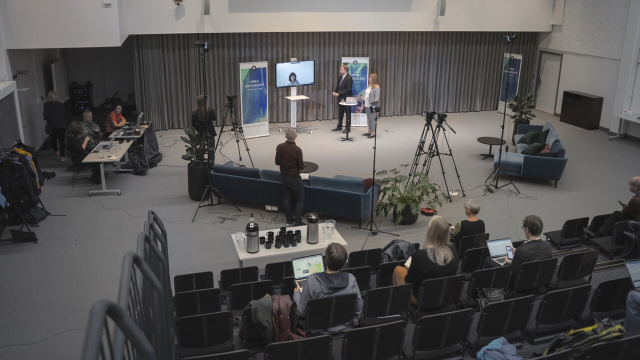 The press conference was held through Zoom from Umeå University. Around 60 journalists participated, both national and international.