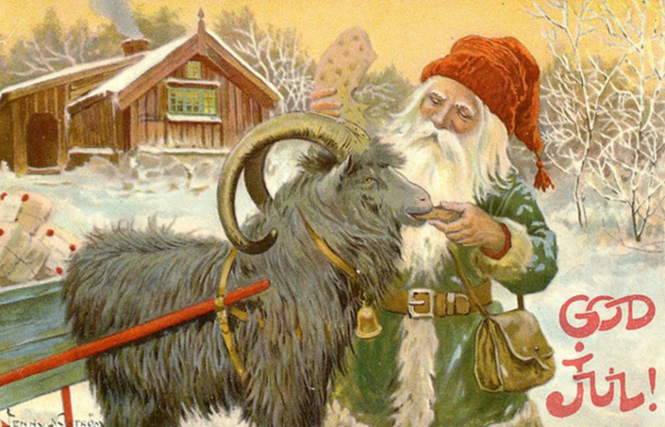 Jenny Nyström, Julkort med jultomte och bock 