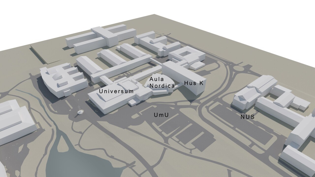 Översikt Hus K på Campus Umeå